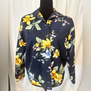 Alfred Dunner Beaded Floral Print
Button Down Jacket Size 6 Petite